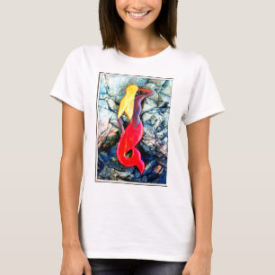 T-shirt sereia loura no vermelho
