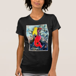 T-shirt sereia loura no vermelho