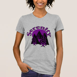T-shirt Serenidade Citação Moderna Roxo Roxo Árvores