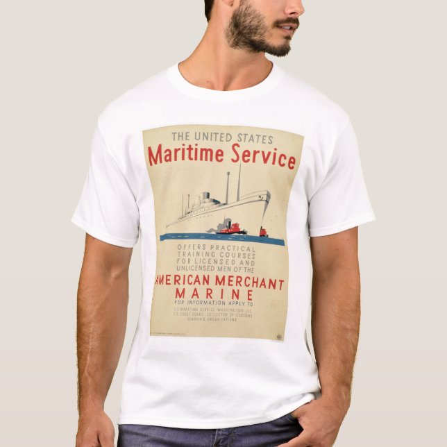 T-shirt Serviço marítimo - grande navio com rebocadores - (Frente)