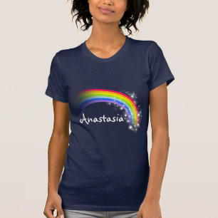 T-shirt "Seu nome" marinho arco-íris