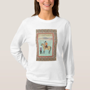 T-shirt Shah Abbas em um cavalo que guardara um falcão