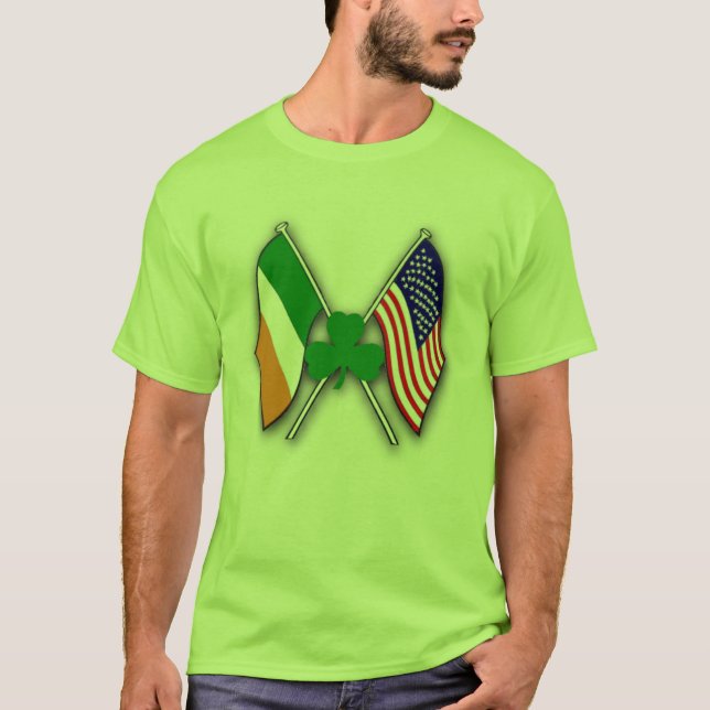 T-shirt Shamrock 'n USA & IRISH Flags (Frente)