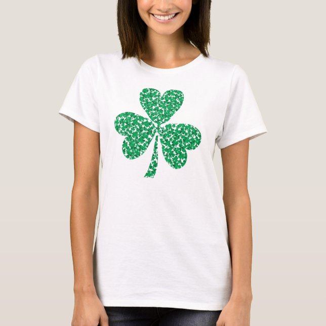T-shirt Shamrock sortudo feito de pequenas camarões (Frente)
