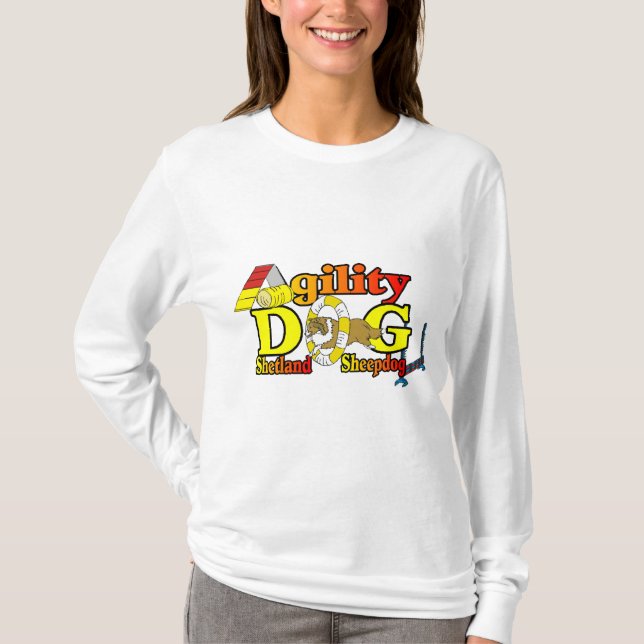 T-shirt Sheltie Agilidade Shetland Sheepdog Gifs (Frente)
