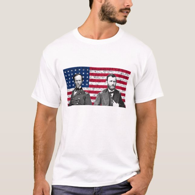 T-shirt Sherman e Grant com a bandeira americana (Frente)