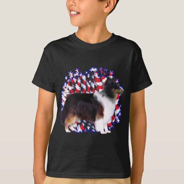 T-shirt Shetland Sheepdog Patriot (Frente)