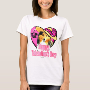 T-shirt Shetland Sheepdog Sheltie Dias de os namorados