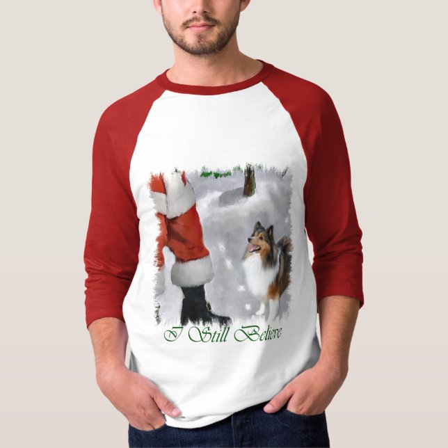 T-shirt Shetland Sheepdog Sheltie presentes de Natal (Frente)