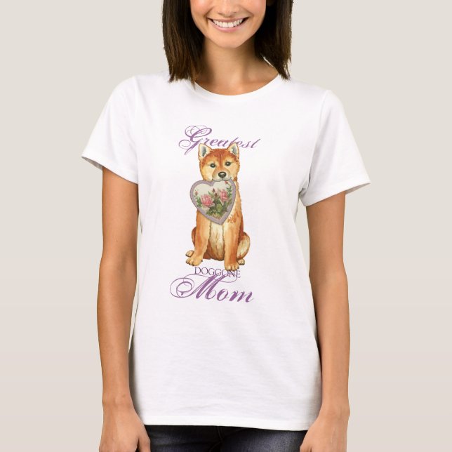T-shirt Shiba Inu Heart Mãe (Frente)