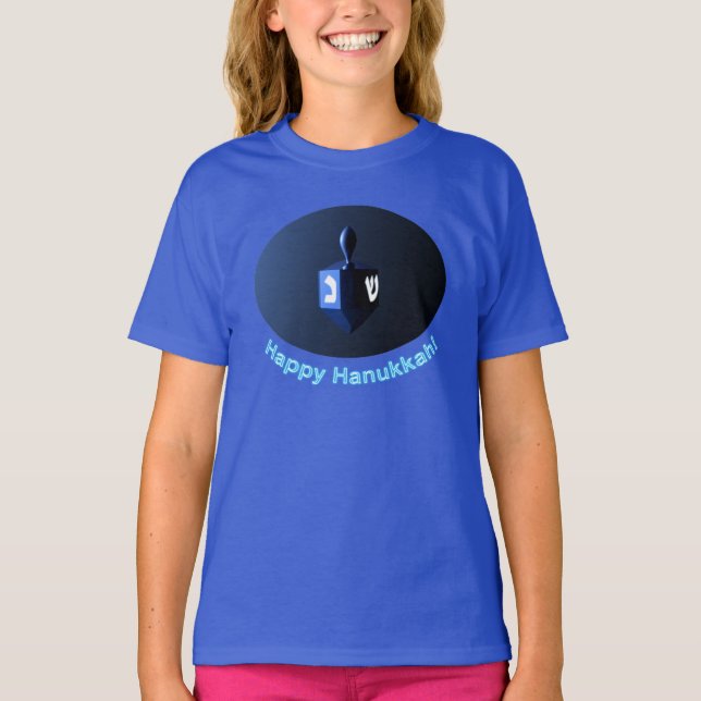 T-shirt Shiny Blue Dreidel (Frente)