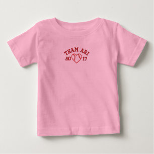 T-shirt Shir do plissado do coração do basebol da crian