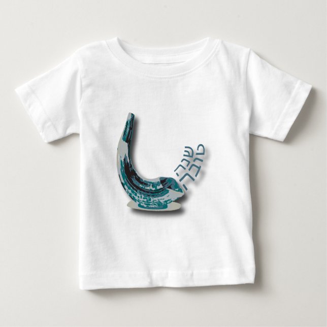T-shirt Shofer azul Shana Tova (Frente)