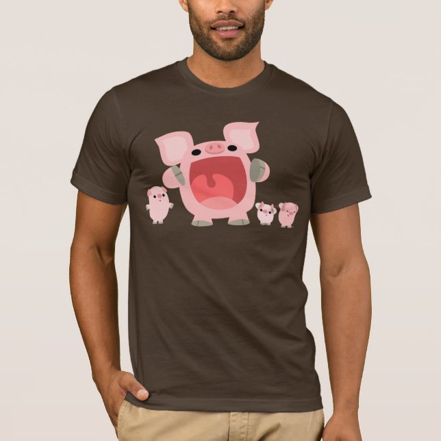 T-shirt Shouting dos porcos dos desenhos (Frente)
