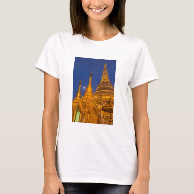 T-shirt Shwedagon Pagoda à noite, Myanmar (Frente)