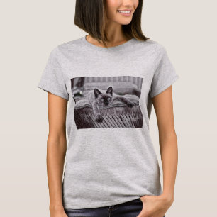 T-shirt Siamese das mulheres Cat_1