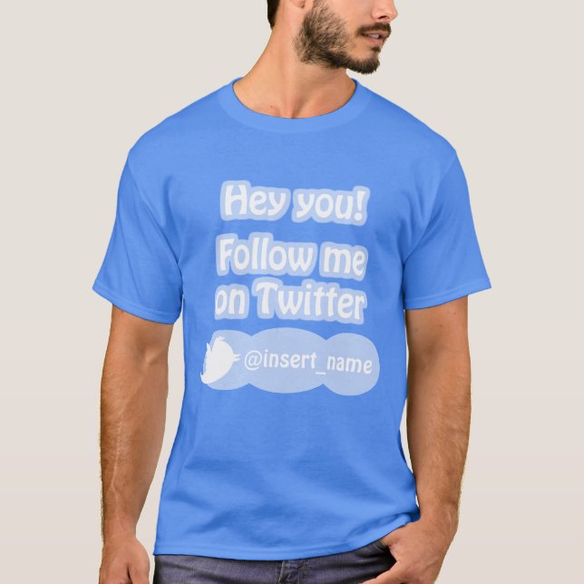 T-shirt Siga-me em artigos do Twitter (Frente)