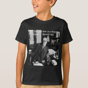 T-shirt Sigmund Freud em Seu Escritório & Citação de Gato