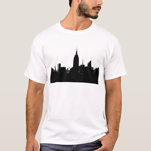 T-shirt Silhouette Black White New York (Frente)