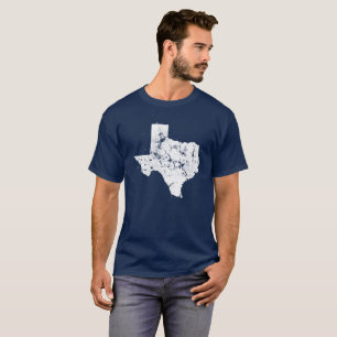 T-shirt Silhueta afligida do mapa do estado de Texas