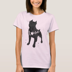 T-shirt Silhueta da aguarela do amor de Staffordshire