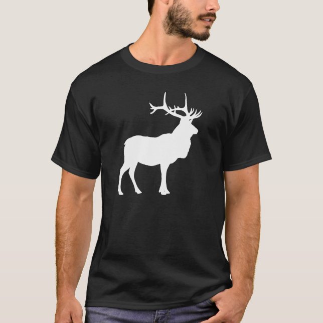 T-shirt Silhueta de Alce Preto e Branco (Frente)