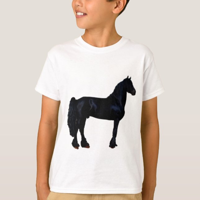 T-shirt Silhueta de cavalos a preto e branco (Frente)