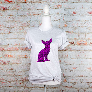 T-shirt Silhueta de Chihuahua Rosa e Preta