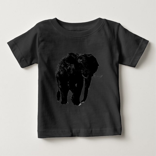 T-shirt Silhueta de Elefante Preto (Frente)