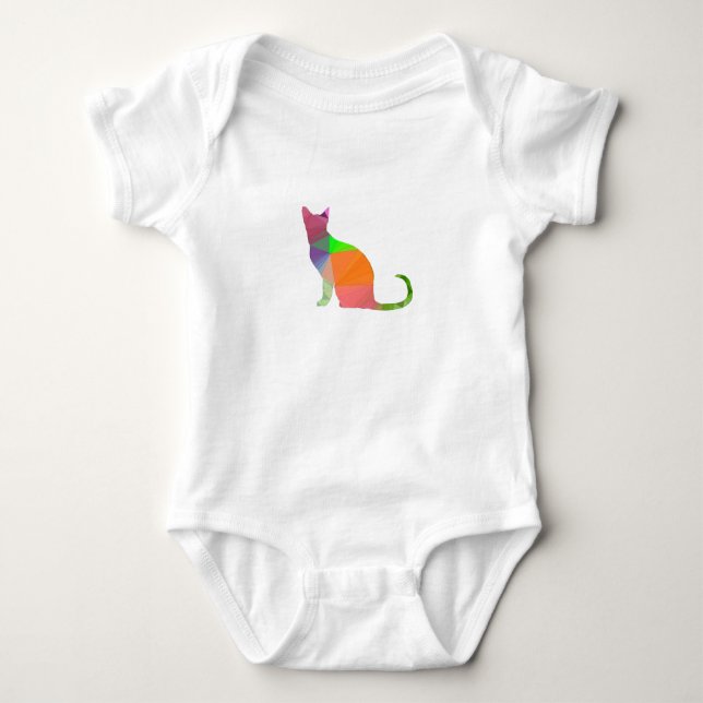 T-shirt Silhueta de Gato Low Poly (Frente)