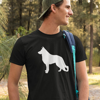 T-shirt Silhueta de German shepherd Branco