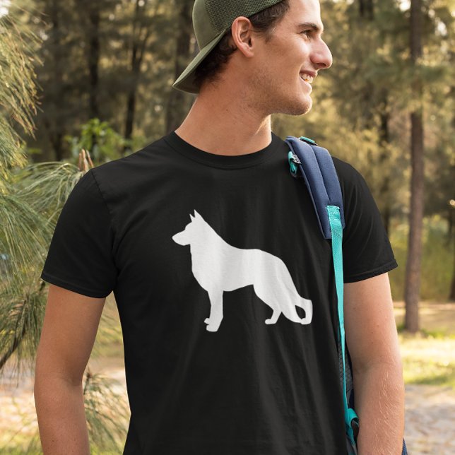 T-shirt Silhueta de German shepherd Branco (Criador carregado)