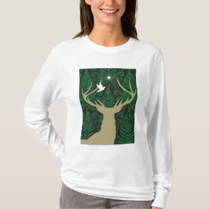 T-shirt Silhueta de um cervo, de uma pomba e de uma