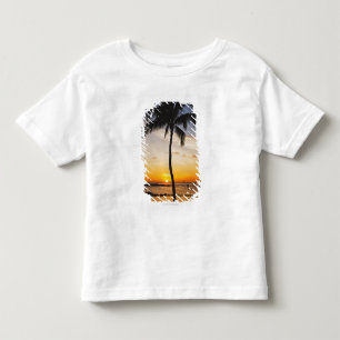 T-shirt Silhueta de uma palmeira por um por do sol