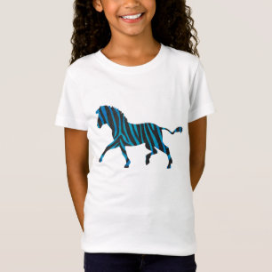 T-shirt Silhueta de Zebra Preta e Azul