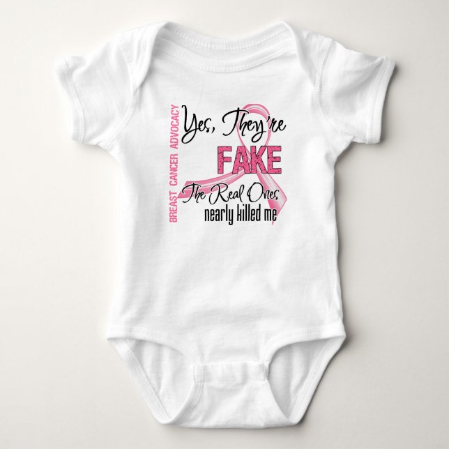 T-shirt Sim, São Falso - Cancer De Mama (Frente)