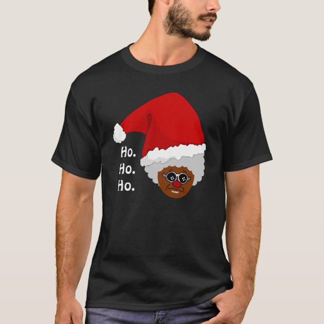 T-shirt Sim, Virgínia, há um Papai Noel preto (Frente)