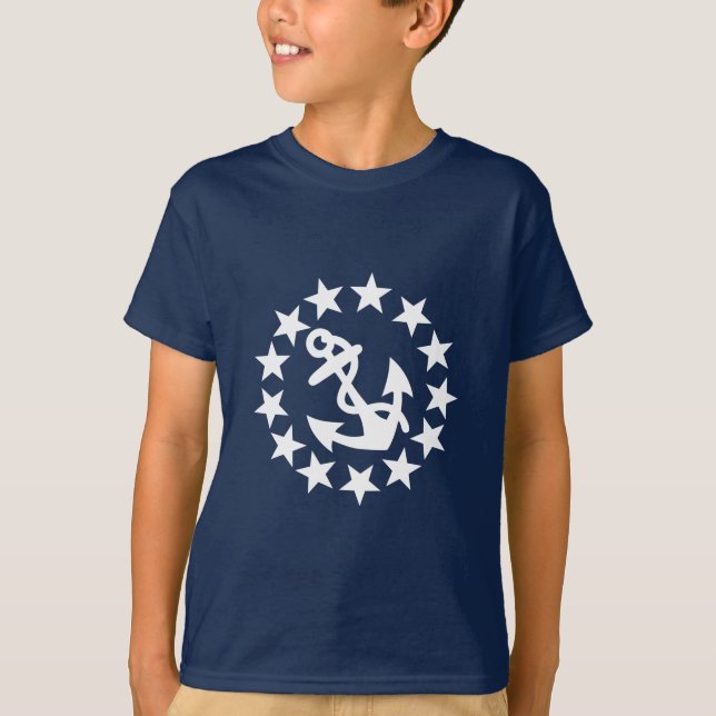 T-shirt Símbolo Anchor de Sinalizador de Iate - Estrelas e (Frente)