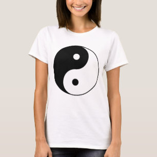 T-shirt símbolo branco preto yin yang
