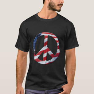 T-shirt Símbolo da Paz e Bandeira dos EUA Tema Sem Mais Gu