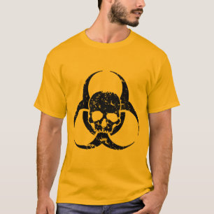T-shirt Símbolo de Biohazard Grunge e Distorcido e uma cav