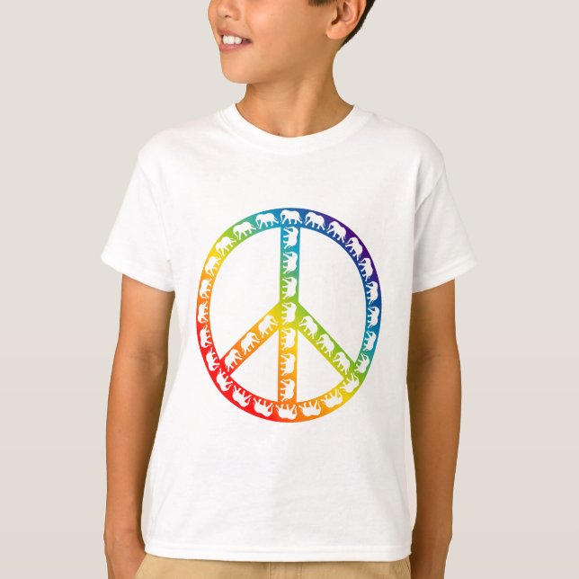 T-shirt Símbolo de elefantes e paz (Frente)