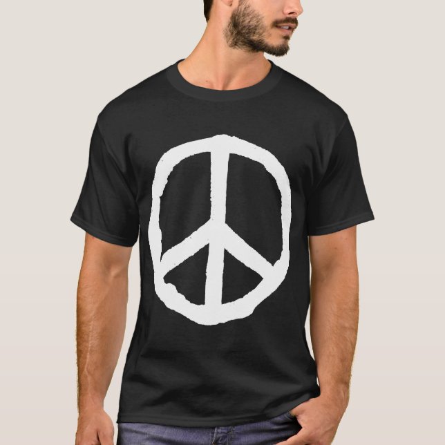 T-shirt Símbolo de paz duro - branco no escuro (Frente)