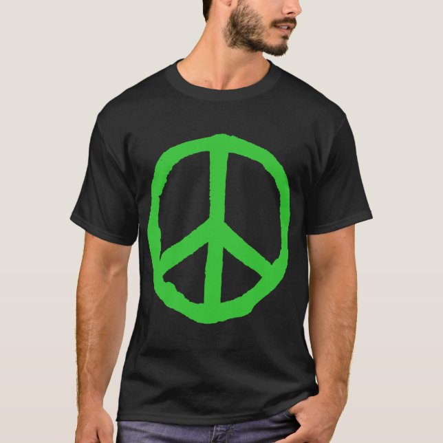 T-shirt Símbolo de paz duro - Verde no escuro (Frente)
