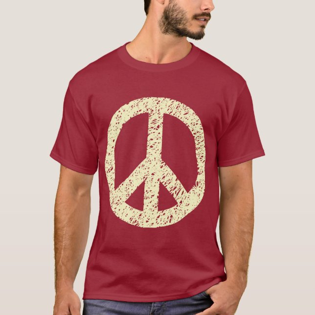 T-shirt Símbolo de Paz Escrito - Creme (Frente)