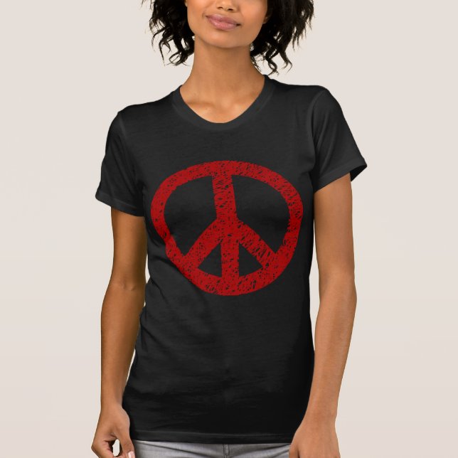 T-shirt Símbolo de paz rabiscado - Ruby Red (Frente)