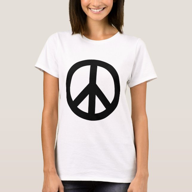 T-shirt Símbolo de Sinal de Paz Branco Preto (Frente)