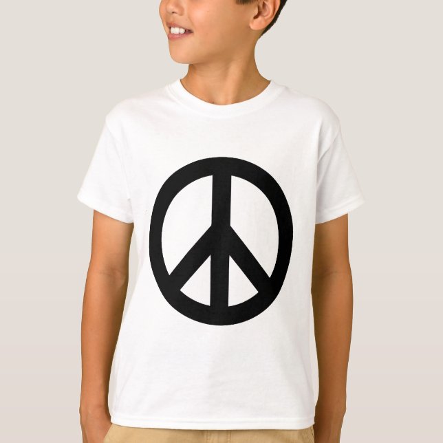 T-shirt Símbolo de Sinal de Paz Branco Preto (Frente)