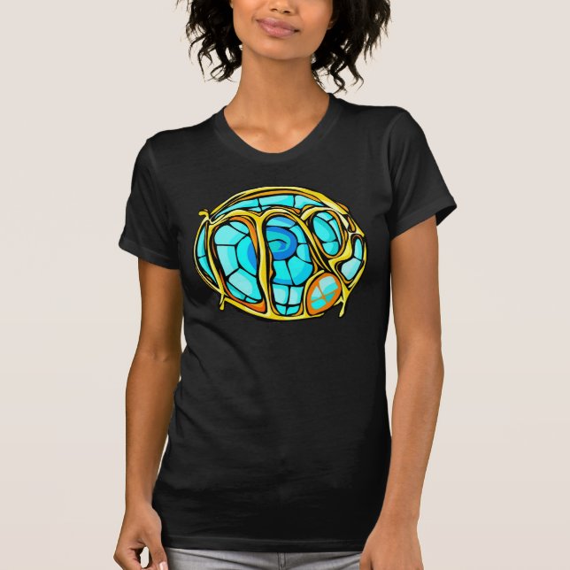 T-shirt Símbolo de Virgem Colorida de Gemstone Azul (Frente)