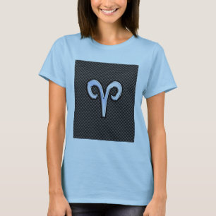 T-shirt Símbolo do Zodíaco Áries Decoração em Fibra de Car
